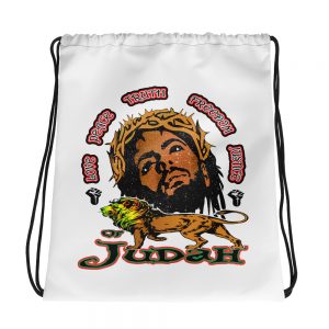 The Lion Of Judah, White Drawstring Bag