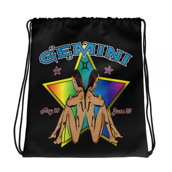 Gemini, Black Drawstring Bag