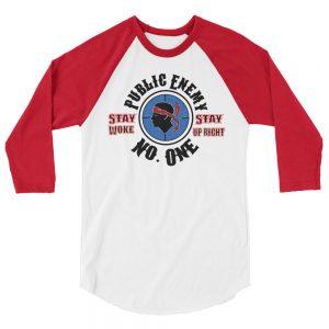 Public Enemy #1, Stay Woke, Men’s 3/4 Sleeve Raglan Shirt