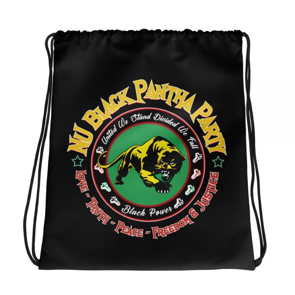 NU Black Pantha Party, Black, Drawstring Bag