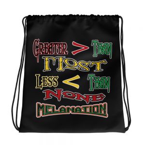 Greater, Less Than, MelaNation, Black Drawstring Bag