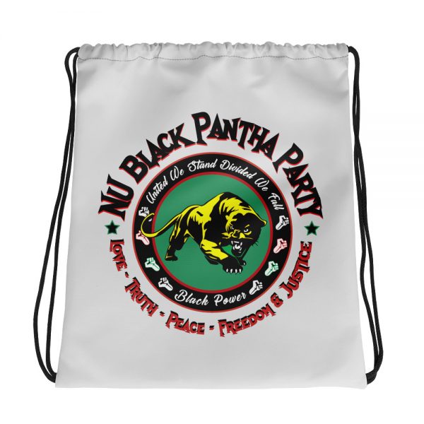 NU Black Pantha Party, Grey, Drawstring Bag