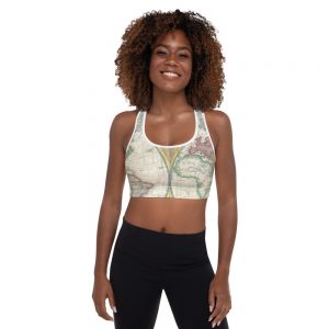 World Map Padded Sports Bra