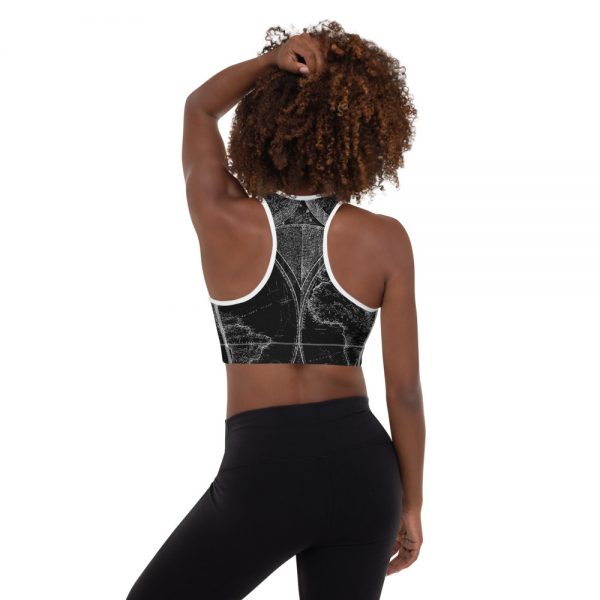 World Map Blaque Padded Sports Bra