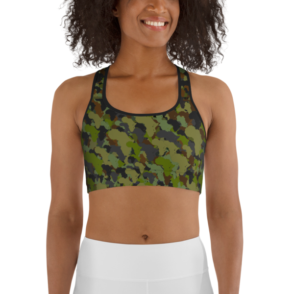 Afro Camo Green Padded Sports Bra