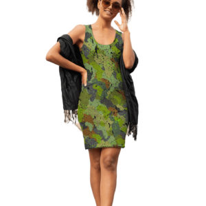 Afro Camo Green Weathered Green Tank Top Dress