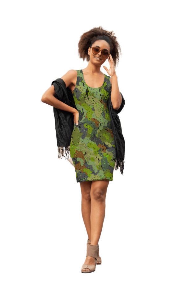 Afro Camo Green Weathered Green Tank Top Dress