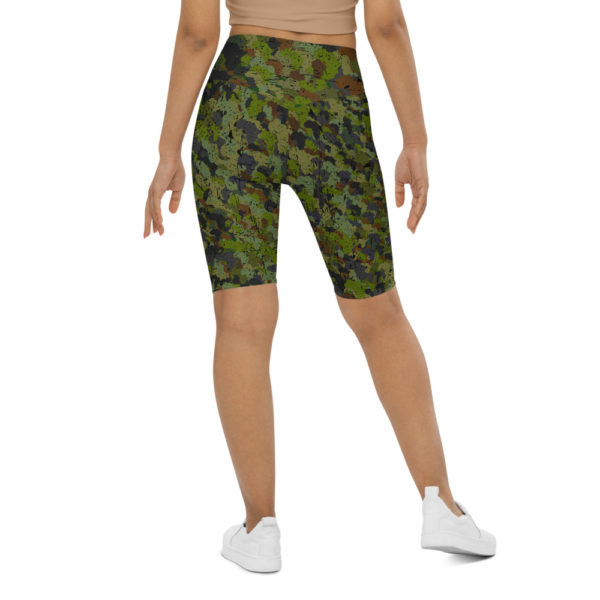 Afro Camo Green Distress Biker Shorts