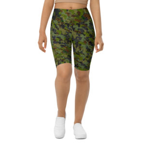 Afro Camo Green Distress Biker Shorts