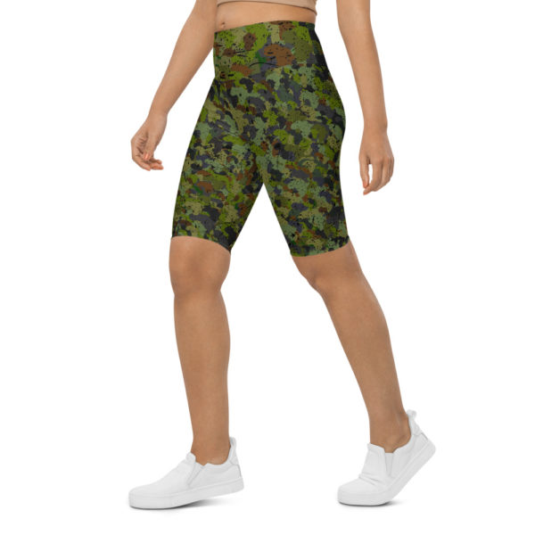 Afro Camo Green Distress Biker Shorts