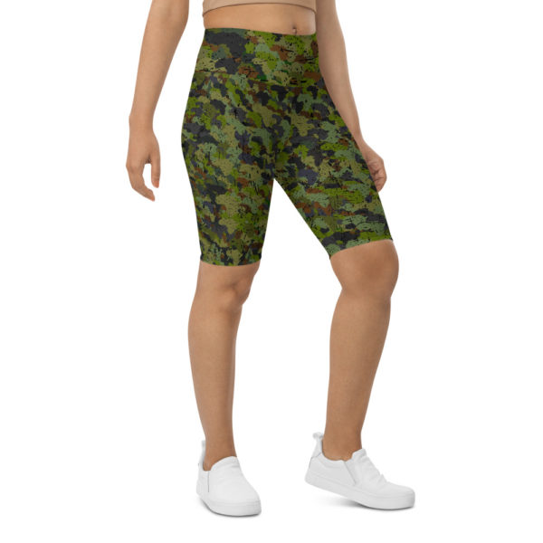 Afro Camo Green Distress Biker Shorts