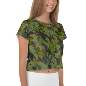 Afro Camo Green Distress Crop Tee