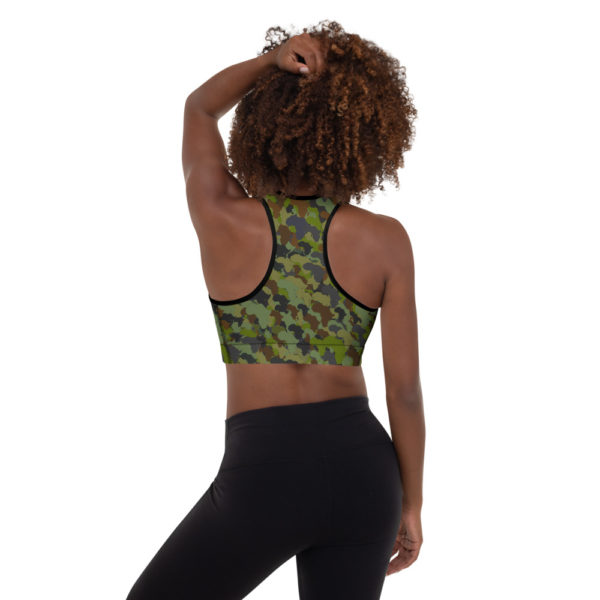 Afro Camo Green Padded Sports Bra