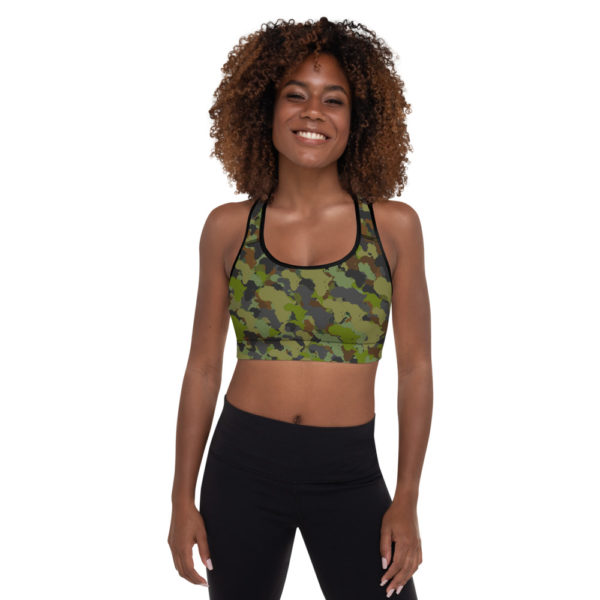 Afro Camo Green Padded Sports Bra