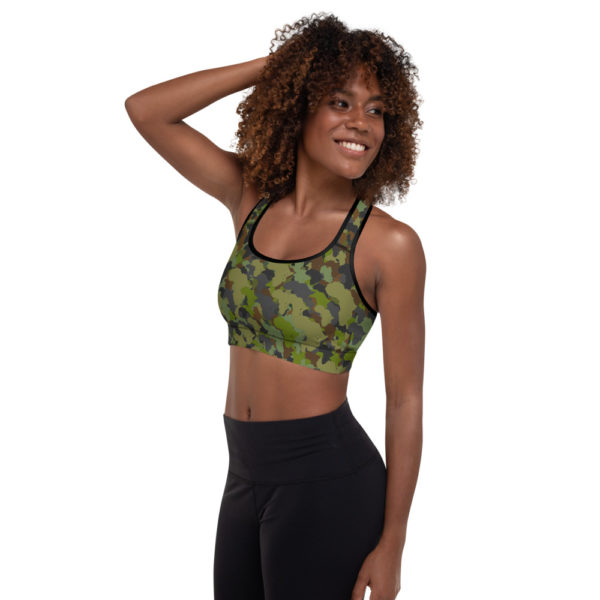 Afro Camo Green Padded Sports Bra