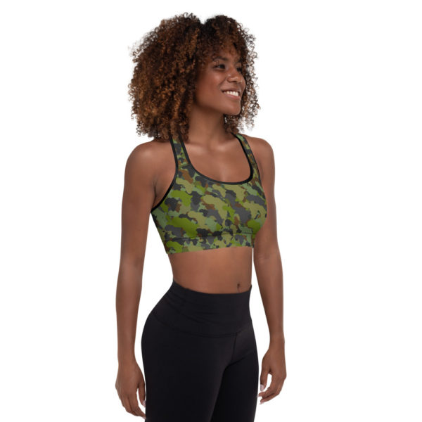 Afro Camo Green Padded Sports Bra