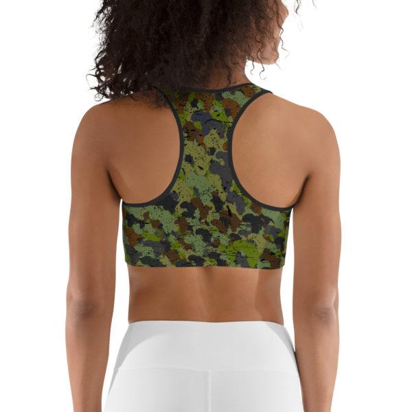 Afro Camo Green Distress Sports Bra