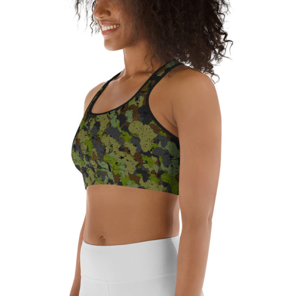 Afro Camo Green Distress Sports Bra