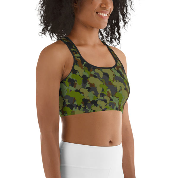 Afro Camo Green Distress Sports Bra