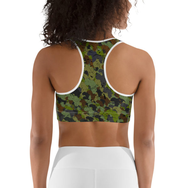 Afro Camo Green Distress Sports Bra