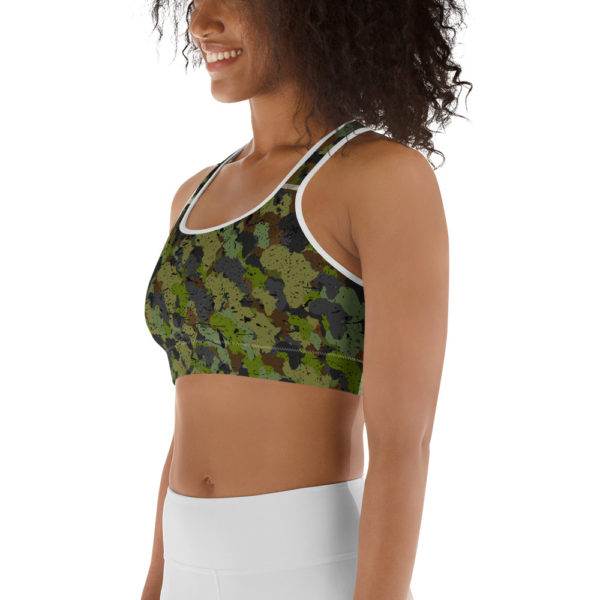 Afro Camo Green Distress Sports Bra