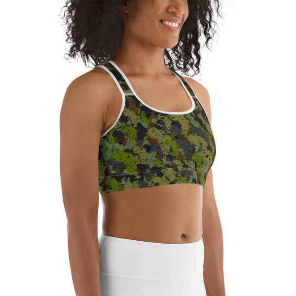 Afro Camo Green Distress Sports Bra