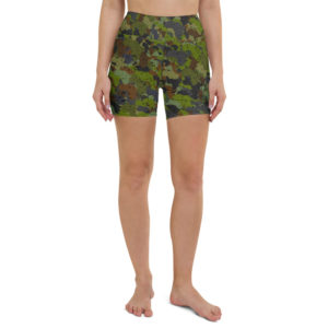 Afro Camo Green Yoga Shorts