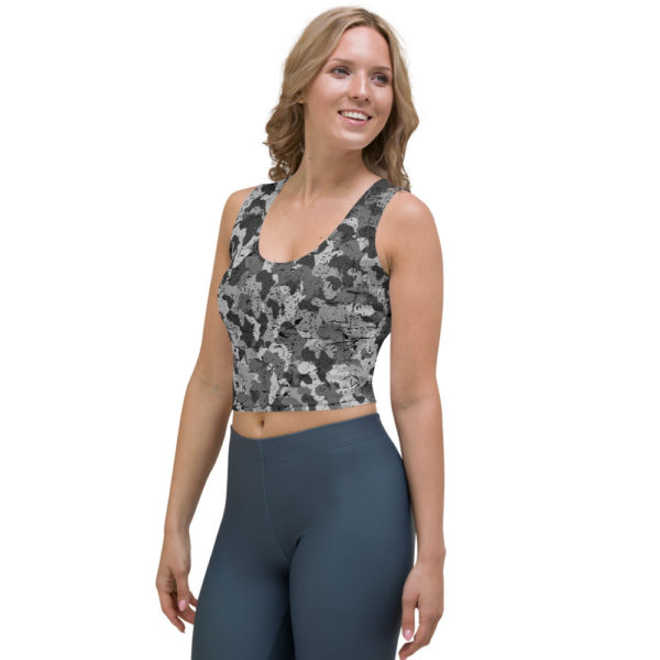 Afro Camo Black Distress Crop Top