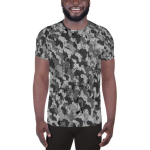 Afro Camo Black Distress Men’s Athletic T-Shirt