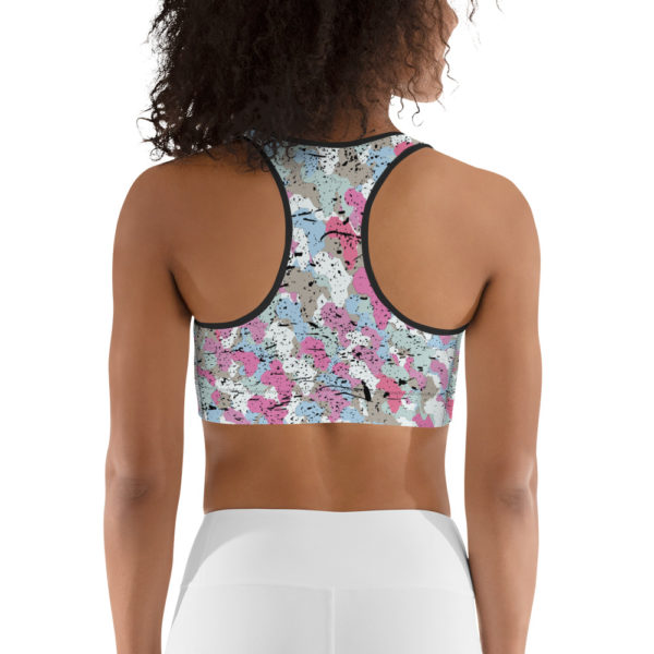 Afro Camo Blue Distress Sports Bra