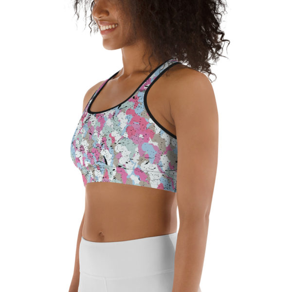 Afro Camo Blue Distress Sports Bra