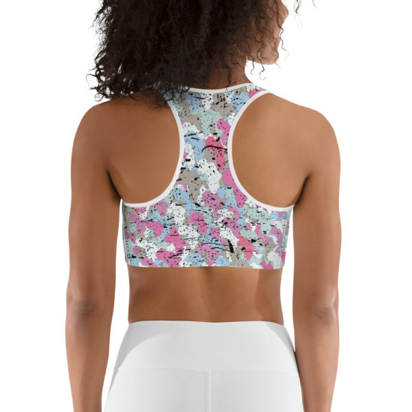 Afro Camo Blue Distress Sports Bra