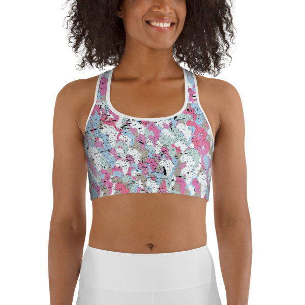 Afro Camo Blue Distress Sports Bra