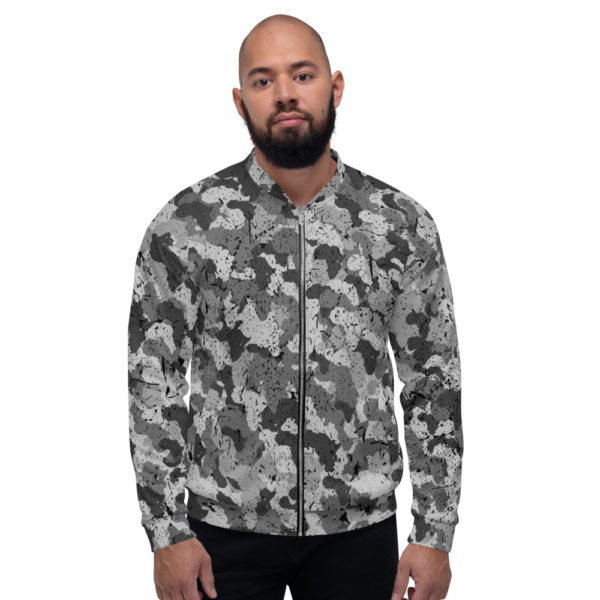 Afro Camo Black Distress Unisex Bomber Jacket