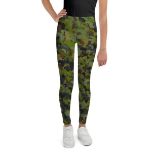 Afro Camo Green Distress Youth Leggings