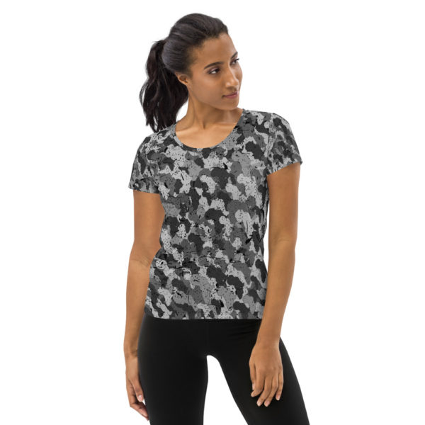 Afro Camo Black Distress Women’s Athletic T-Shirt