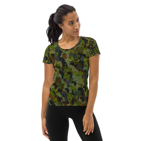 Afro Camo Green Women’s Athletic T-shirt