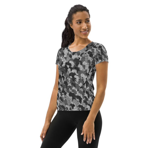 Afro Camo Black Distress Women’s Athletic T-Shirt