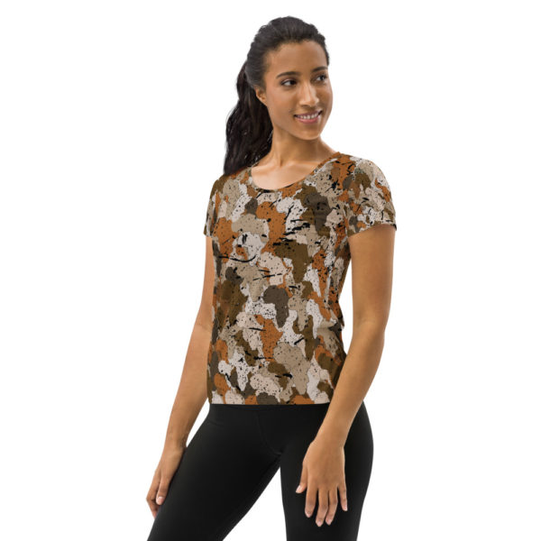 Afro Camo Sand Distressed Women’s Athletic T-Shirt