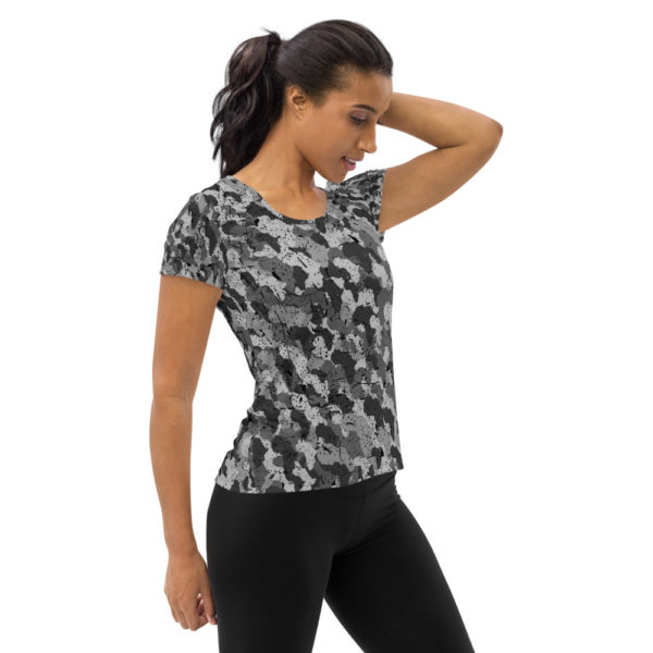 Afro Camo Black Distress Women’s Athletic T-Shirt