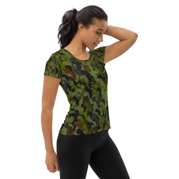 Afro Camo Green Women’s Athletic T-shirt