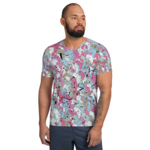 Afro Camo Blue Distress Men’s Athletic T-shirt