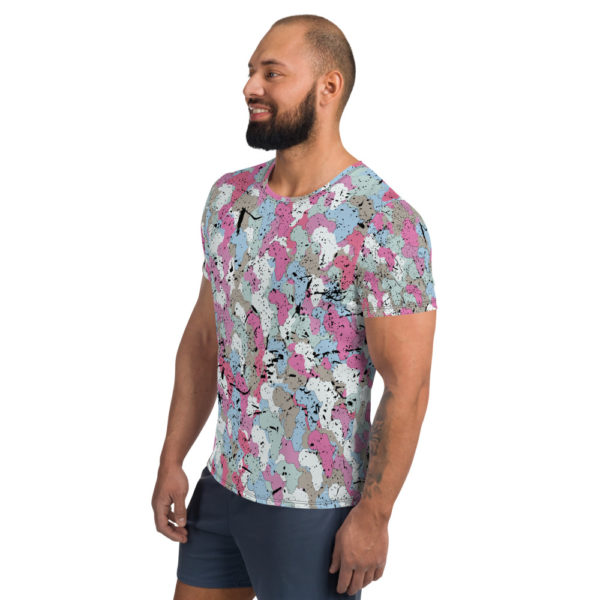 Afro Camo Blue Distress Men’s Athletic T-shirt