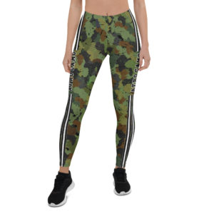 Afro Camo Green Distredded Striped Leggings