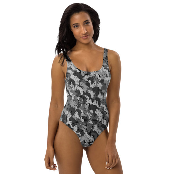 Afro Camo Black One-Piece Swimsuit