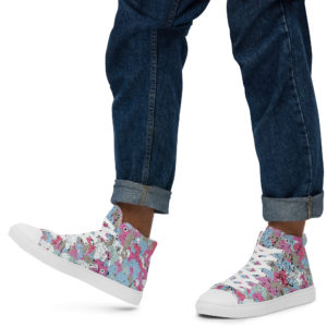 Men’s Afro Camo Blue High Top Canvas Shoes