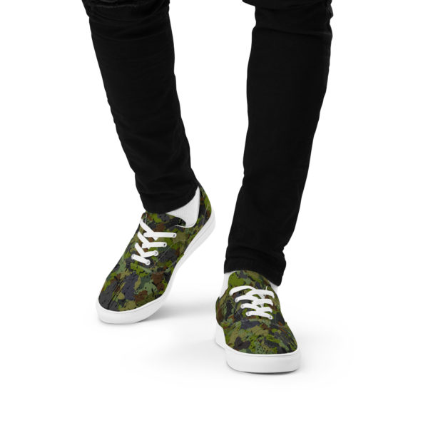 Men’s Afro Camo Green Lace-Up Canvas Shoes