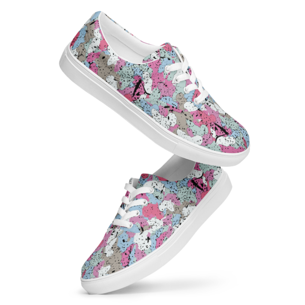 Women’s  Afro Camo Blue Lace-Up Canvas Shoes