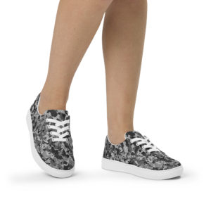 Women’s Afro Camo Black Lace-Up Canvas Shoes