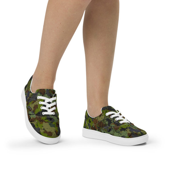 Women’s Afro Camo Green Lace-Up Canvas Shoes